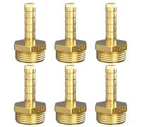 Atisite Raccords Cannelé Tuyau en Laiton 10mm Barb x 1/2 Pouce Filetage Extérieur, Raccord de Tuyau Fileté avec Hexagonal, Douille de Tuyau pour la Conversion de Tuyau(Lot de 6)