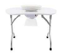 ATIVLB Table de manucure portable avec ventouse - Table à ongles pliable - Table portable avec roulettes - Pour maisons, salons de beauté, bureaux, studios personnels - Blanc