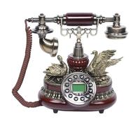 ATIVLB Téléphone rétro avec reconnaissance d'appelant, téléphone de table | Design cygne, 25,5 × 24,5 × 15,5 cm. Écran bleu (calendrier/heure), fonction mains libres, répétition. Câble téléphonique