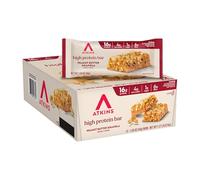 Atkins Lot de 12 barres de repas protéinées au beurre d'arachide, haute teneur en fibres, 16 g de protéines, 1 g de sucre, 4 g de glucides nets, remplacement de repas, compatible avec le régime
