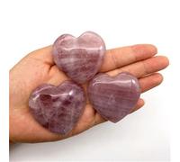 AtkitS Quartz Rose Lavande Naturelle, 1 pièce, en Forme de cœur, spécimen de Pierre polie, Cristaux de Quartz naturels décoration de Maison(50-60mm)