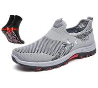 Atlacoast Shoes for Men, Jarv Cooling Comfort Sneaker, Breathable Mesh Lightweight Summer Walking Shoes with Rubber Sole (Gray,45)