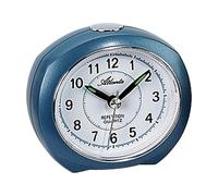 Atlanta 1593/5 Réveil quartz analogique bleu silencieux sans tic-tac avec lumière snooze