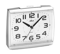 Atlanta 1919/19 Réveil quartz analogique argenté silencieux sans tic-tac avec lumière snooze