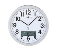Atlanta 4380/19 Horloge murale radiofréquence analogique argentée avec date thermomètre