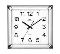 Atlanta 4457/19 Horloge murale quartz analogique argentée carrée silencieuse sans tic-tac
