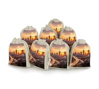 Atlanta City Lot de 8 sacs en toile de jute avec cordon de serrage pour fêtes, mariages, vacances et événements