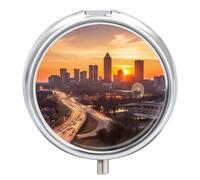 Atlanta City - Mini pilulier de voyage pour homme - Joli pilulier de voyage à 3 compartiments - Motif coucher de soleil