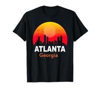 Atlanta Georgia State USA Vintage Retro Sunset City Skyline T-Shirt