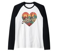 Atlanta Heart T-Shirt Vintage Retro Georgia City Skyline Manche Raglan