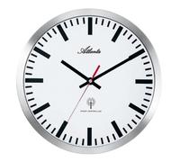 Atlanta 4371/B Horloge murale radio de gare Horloge murale radio analogique argentée blanche ronde