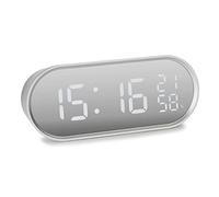 Atlanta Réveil numérique LED avec Radio, température, hygromètre, carré, argenté, 2600