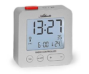 Atlanta Réveil Radio-piloté Éclairage Numérique LCD Température Utilisation Simple Argent - 1882-19