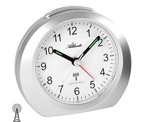 Atlanta Réveil radio-piloté sans tic-tac avec lumière et aiguilles luminescentes Argenté 1856-19