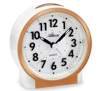 Atlanta Réveil sans tic-tac Silencieux avec lumière Snooze à Quartz analogique - 2173/18 (Or Rose/Blanc)