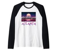Atlanta Skyline Georgia Vintage City Souvenir rétro ATL Manche Raglan