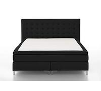 Atlantic Home Collection Anni Lit à Sommier Tapissier, 160 x 200 cm, avec Surmatelas (Niveau de Fermeté H3), Noir