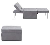 Atlantic Home Collection Chaise, Chaise Longue, Tabouret Finn, Polyester, Gris, LxPxH : 80 cm x 72 cm x 43 cm