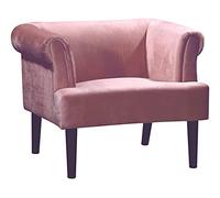 Atlantic Home Collection Fauteuil Charlie, Velours, Fauteuil avec Pieds en Bois Massif, Rose, 74 x 86 x 70
