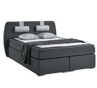 Atlantic Home Collection Rex Lit à Sommier Tapissier, 140 x 200 cm, avec Surmatelas (Niveau de Fermeté H2) et Coussins de Nuque, Gris Foncé