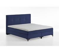 Atlantic Home Collection Romy Lit à Sommier Tapissier avec Tête de Lit Classique, Matelas à Ressorts Ensachés, Niveau de Fermeté 3, Bleu Marine, 160 x 200 cm