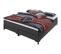 Atlantic Home Collection Romy Lit à Sommier Tapissier sans Tête de Lit, Matelas à Ressorts Ensachés, Niveau de Fermeté 3, Surmatelas Inclus, Anthracite, 160 x 200 cm