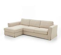 Atlantic Home Collection Vintage Canapé d’Angle Gauche, Style Maison de Campagne, Crème, 286 x 131 x 84 cm