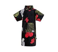 ATLANTIC SHORE | Poncho de surf | Poncho de bain avec capuche en 100 % coton | Unisexe | Édition spéciale pour adultes, Noir/rouge, L/XL
