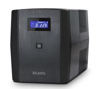 Atlantis A03-S1501 Alimentation sans interruption (onduleur) à onde pseudo-sinusoïdale 1500VA 900W, écran LCD, port USB, 5 prises (3xIEC,2xSchuko)+câble alim, 2xbatt 12V-9Ah, ventilateur tachymétrique