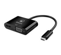 ATLANTIS A04-TC_HD+V+PD Adaptateur ype C vers HDMI et VGA, 4K 1080p 60 Hz, 1 USB 3.0, 1 PD 65W, pour connecter Un PC/Notebook/Mac avec Sortie USB C à Un Moniteur avec entrée HDMI/VGA. Câble de 15 cm.