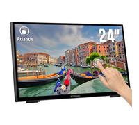 ATLANTIS A05-T24A-VHDM Moniteur Tactile 24 Pouces, écran Tactile 10 Touches, Full HD 1920x1080, HDMI VGA DP, inclinable 15°-70°, Verre de Protection 7H, Contraste 3000:1, Angle 178/178, Vesa 100