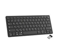 Atlantis Argo 900 Mini Clavier Ultra-Mince sans Fil RF + Bluetooth, QWERTY 78 Touches Chocolate Key, pour PC/Portable/Smartphone/Tablette/iOS/Android, Noir