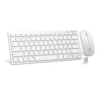 Atlantis Argo 900Pro Combo Kit Mini Clavier et Souris sans Fil, RF + Bluetooth, QWERTY 78 Touches Chocolate Key, pour PC/Notebook/Smartphone/Tablette/iOS/Android, Blanc