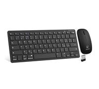 Atlantis Argo 900Pro Combo KIT Mini Ultra Slim + Souris - RF Wireless + Bluetooth, QWERTY 78 Touches Chocolate Key, pour PC/Notebook/Smartphones Tablette/iOS/Android, Noir