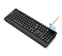 Atlantis Clavier avec Lecteur de Carte à puce Intégré, Italien QWERTY Lecture CNS, CRS, Carte Santé, Signature Numérique, Port USB, Câble 1.5m - Noir