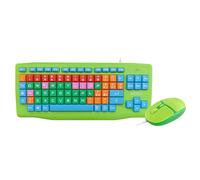 Atlantis Clavier + Souris pour Enfants, Clavier Italien QWERTY et Souris USB jusqu'à 1600 PPP avec Grandes Touches Douces et colorées, Polices agrandies