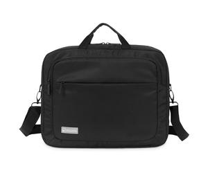 Atlantis Laptop bag 15.6" inch bandoulière modèle KL12, rembourrage interne, compartiment pour documents, poche externe pour accessoires, sangle de fixation pour trolley. Bandoulière, couleur noire.