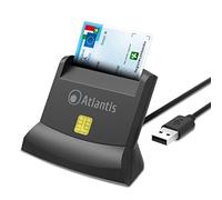 Atlantis Lecteur de carte à puce P005SMARTCRVU, lecteur de carte à puce santé, lecteur de carte à puce cns carte nationale de services, activation spid et signature numérique, pour ordinateur