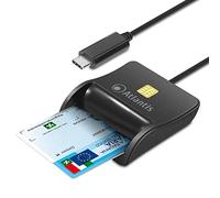 Atlantis Lecteur de carte à puce pour carte sanitaire, CNS carte nationale des services, carte ATe de PA, activation spid, signature numérique, pour PC et ordinateur portable, port USB-C. Code P005