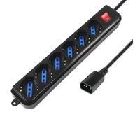 Atlantis P011-SL3006P-B Bande multiprise 4 Prises Italien/Europe/Schuko Bipas de 10 A/16 A Prise Iec (Pc), 2500 W, Noir