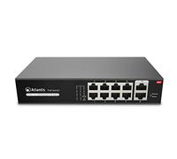 Atlantis Switch 10 Ports 10/100Mbps 8 Ports poe jusqu'à 120W,Chaque Port jusqu'à 30W,Desktop/Mur, Alimentation Interne, boîtier métallique,A02-F10P8-120W,VLAN et Longue Distance,jusqu'à 250m,Mode A