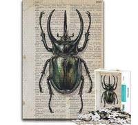 Atlas Beetle on Vintage Dictionary Page Puzzle en Bois, 1000 pièces | Des détails du motif nets - une activité facile à interrompre puis reprendre pendant le temps libre.