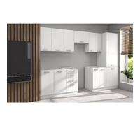 ATLAS Cuisine complete 8 éléments - Reproduction blanc - L300 x H52 x H82 cm - Plan de travail non inclus