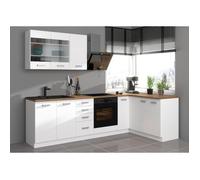Atlas Cuisine Complete D'angle 8 Éléments (Reversible Droit / Gauche) - Décor Blanc - L270 Cm - Plan De Travail Non Inclus Blanc