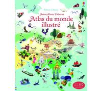 Atlas du monde illustré - Documentaires en autocollants - Sam Lake - Usborne - broché - Document jeunesse dès 3 ans