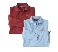 ATLAS FOR MEN - Lot de 2 Polos Manches Longues - Allure Sport-Chic - Disponible en Grandes Tailles du M au 5XL