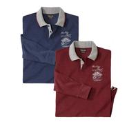 ATLAS FOR MEN - Lot de 2 Polos Manches Longues - Allure Sport-Chic - Disponible en Grandes Tailles du M au 5XL