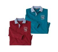 ATLAS FOR MEN - Lot de 2 Polos Manches Longues - Allure Sport-Chic - Disponible en Grandes Tailles du M au 5XL