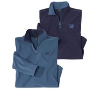ATLAS FOR MEN - Lot de 2 Pulls en Micropolaire pour Homme - Léger et Doux - Parfait pour l'hiver - Disponible en Grandes Tailles du M au 5XL