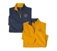 ATLAS FOR MEN - Lot de 2 Pulls Homme à Zippé - Pulls Légers et Confortables - Sweaters Homme en Coton/Polyester - Maille Jersey - Disponibles en Grandes Tailles